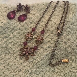 1928 Vintage Floral Purple Jewelry Set